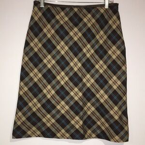 Mix It fall plaid brown and blue A-line Lined Skirt